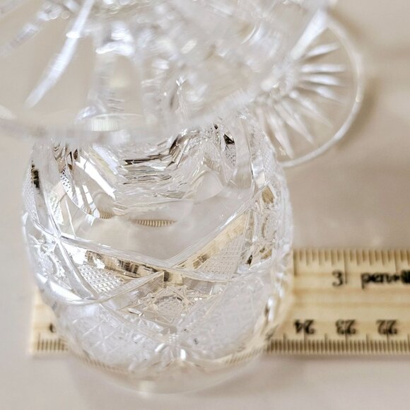 4 Kusak Cut Glass Liquor Cocktail Glasses 4.75" 4oz vtg signed daisy fan Bohemia - Picture 12 of 12